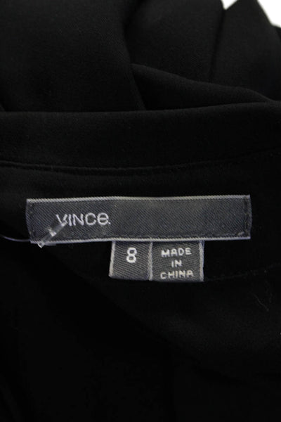 Vince Womens Silk Sheer Black Collar Long Sleeve Button Down Shirt Size 8