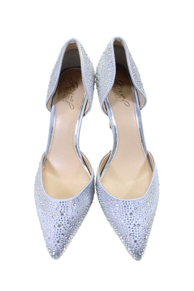 J Crew Womens Slip On Studded High Stiletto Heels Silver Size 9 US