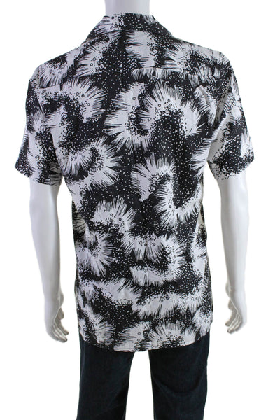 Givenchy Mens Cotton Abstract Collared Short Sleeve Button Top Black Size EUR 40