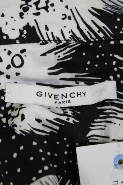 Givenchy Mens Cotton Abstract Collared Short Sleeve Button Top Black Size EUR 40