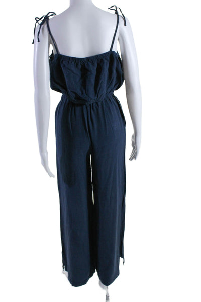 Sunday Stevens Womens 2 Piece Spaghetti Strap Blouse Pants Set Blue Size M S