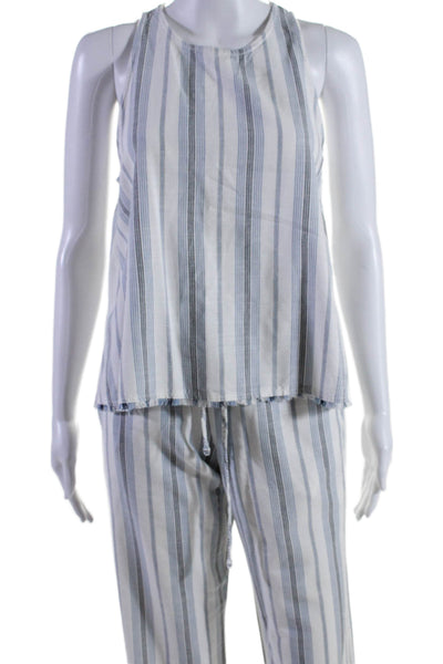 Bella Dahl Womens 2 Piece Striped halter Blouse Pants Set White Size S XS