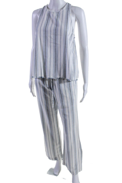 Bella Dahl Womens 2 Piece Striped halter Blouse Pants Set White Size S XS