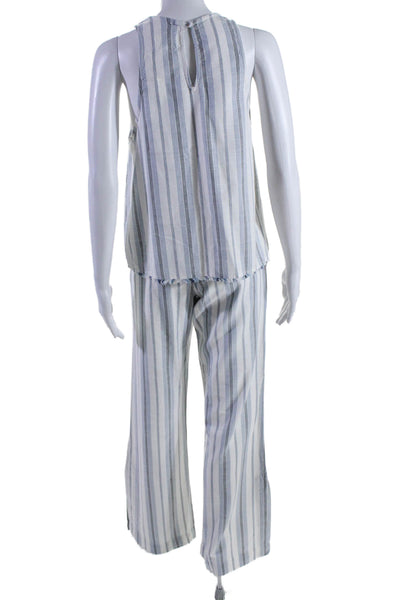 Bella Dahl Womens 2 Piece Striped halter Blouse Pants Set White Size S XS