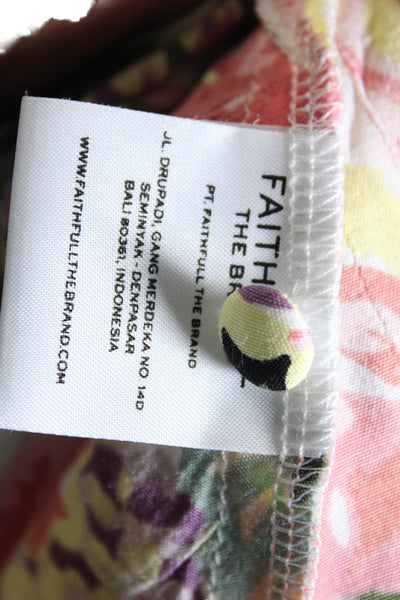 Faithfull The Brand Womens Back Zip Floral A Line Dress Yellow Multi Size 2