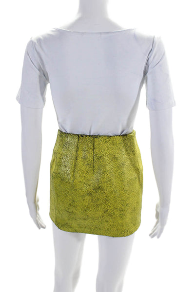 Opening Ceremony Womens Cracked Leather Mini Skirt Green Black Size 2