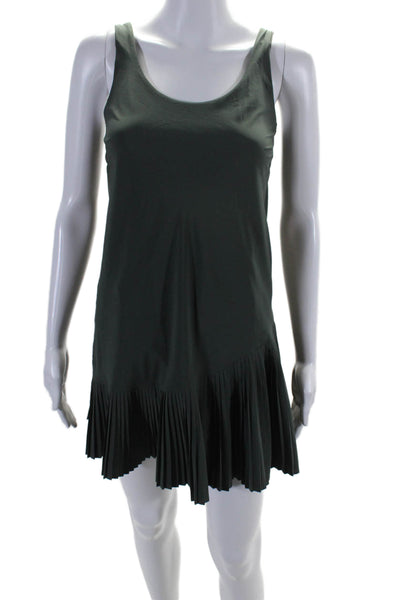 Spanx Women's Scoop Neck Sleeveless Tiered Pleated Mini Dress Green Size XS