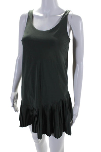 Spanx Women's Scoop Neck Sleeveless Tiered Pleated Mini Dress Green Size XS