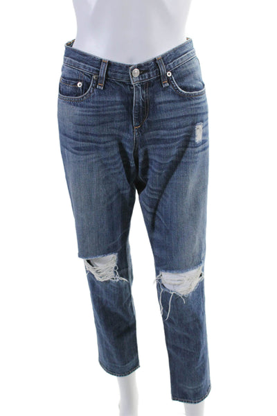 Rag & Bone Jean  3x1 NYC Womens Cotton Distressed Boyfriend Jeans Blue Size 26