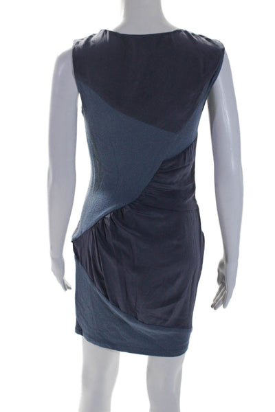 Thakoon Womens Sleeveless Knit Ruched Mini Sheath Dress Blue Purple Size 2