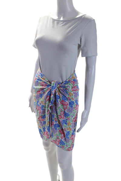 Faithfull The Brand Womens Side Tie Floral Printed Wrap Skirt White Multi XS/S