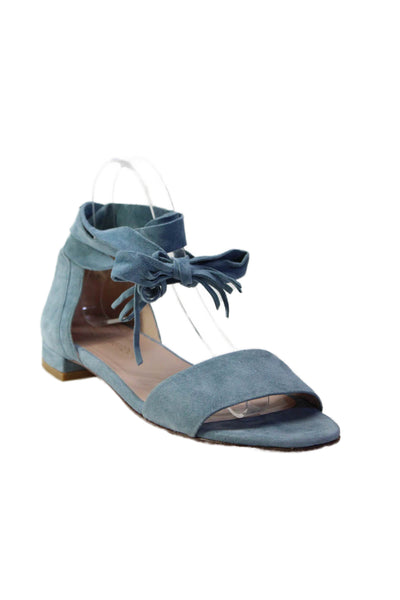 Stuart Weitzman Womens Ankle Strap Sandals Blue Suede Size 8.5N