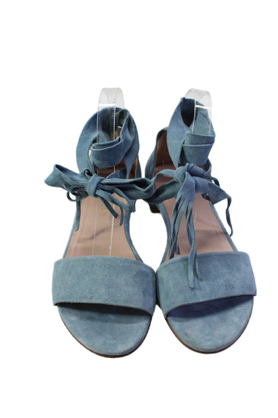 Stuart Weitzman Womens Ankle Strap Sandals Blue Suede Size 8.5N