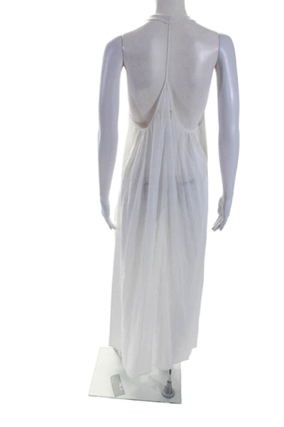 9seed Womens Cotton Scoop Halter Neck Maxi Coverup Dress White Size OS