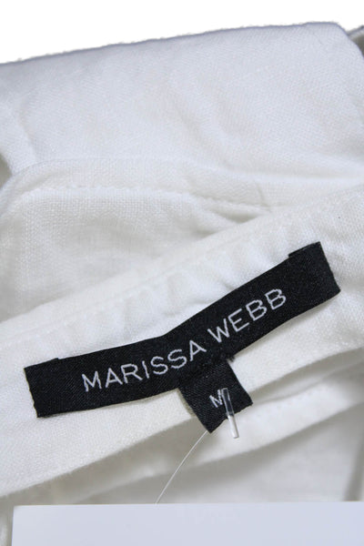 Marissa Webb Womens Linen Backless Cropped Sleeveless Button Up Top White Size M