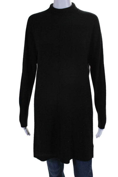 Filoro Womens Wool Cashmere Blend Black Mock Neck Tunic Sweater Top Size S