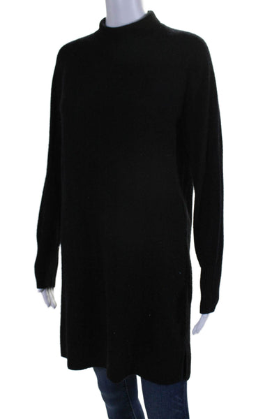 Filoro Womens Wool Cashmere Blend Black Mock Neck Tunic Sweater Top Size S