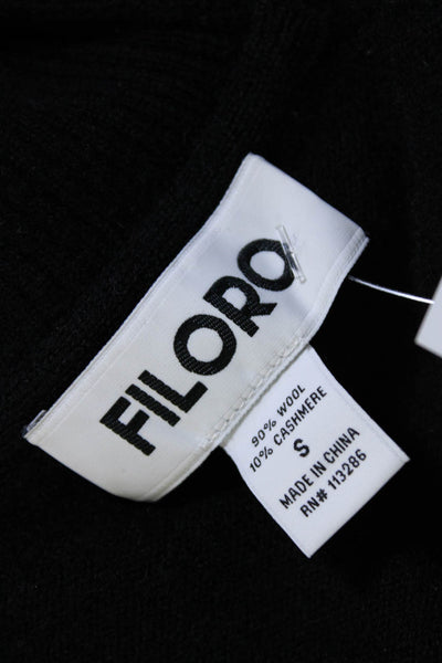 Filoro Womens Wool Cashmere Blend Black Mock Neck Tunic Sweater Top Size S