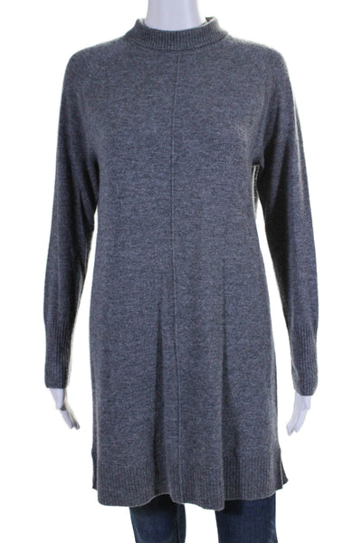 Filoro Womens Wool Cashmere Blend Gray Mock Neck Tunic Sweater Top Size S