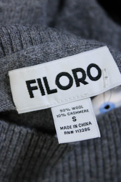 Filoro Womens Wool Cashmere Blend Gray Mock Neck Tunic Sweater Top Size S