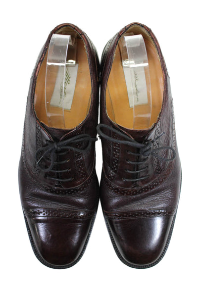 Mezlan Mens Leather Brogue Low Top Lace Up Dress Shoes Brown Size 9.5