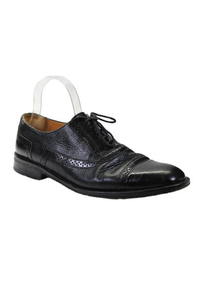 Mezlan Mens Leather Brogue Low Top Lace Up Dress Shoes Black Size 9.5