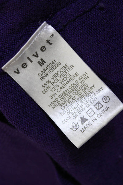 Velvet by Graham & Spencer Womens Long Sleeve V Neck Sweater Dress Purple Medium