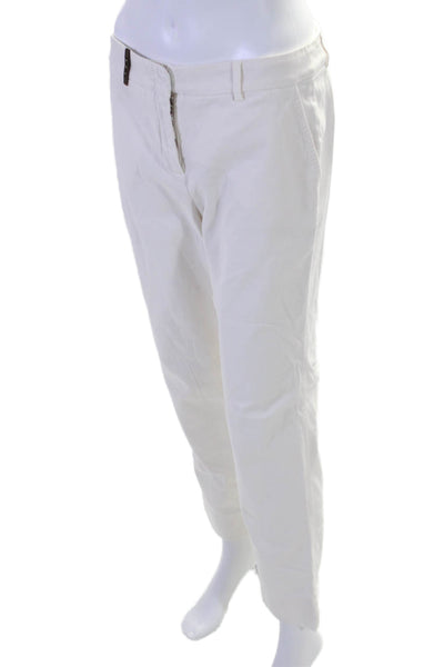 Peserico Womens Tapered Leg Flat Zip Front Five Pocket Pants White Size 44