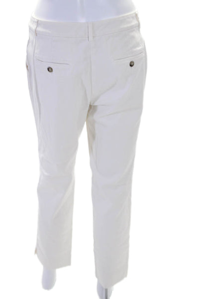 Peserico Womens Tapered Leg Flat Zip Front Five Pocket Pants White Size 44