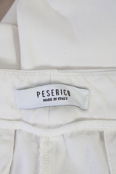 Peserico Womens Tapered Leg Flat Zip Front Five Pocket Pants White Size 44