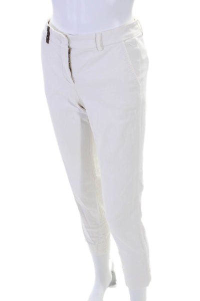 Peserico Womens Flat Zip Front Tapered Leg Casual Pants White Size 38