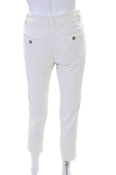 Peserico Womens Flat Zip Front Tapered Leg Casual Pants White Size 38