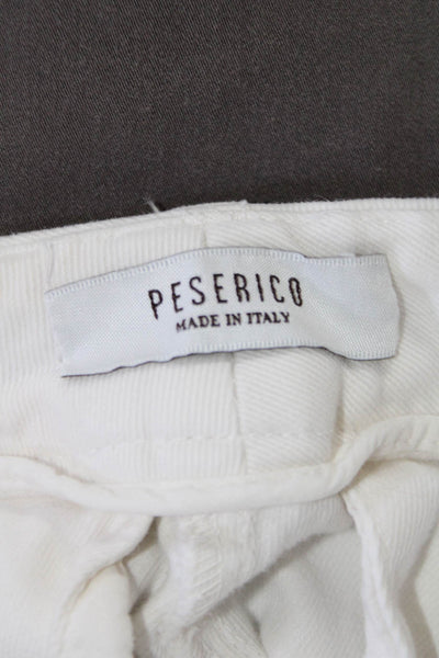 Peserico Womens Flat Zip Front Tapered Leg Casual Pants White Size 38