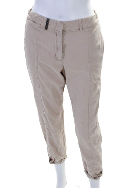 Peserico Womens Zip Front Side Pocket Tapered Leg Casual Pants Beige Size 42