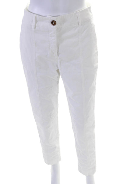 Peserico Womens Flat Zip Front Tapered Leg Casual Pants White Size 42