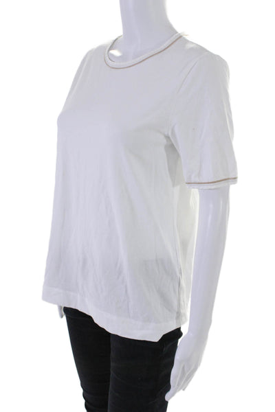 Peserico Womens Short Sleeve Crew Neck Basic Top White Size Small