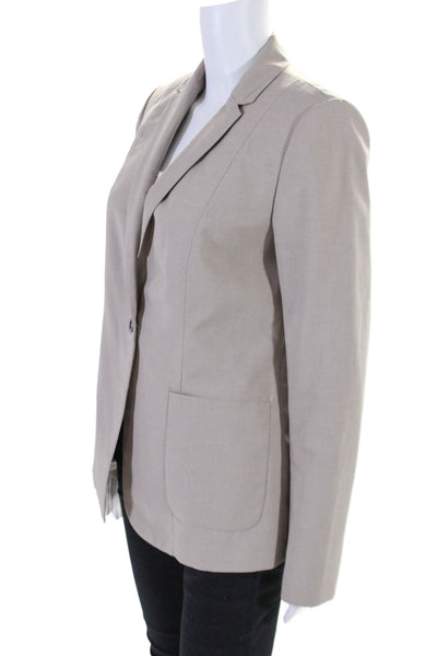 Elie Tahari Womens Notched Lapel One Button Woven Blazer Beige Size 8