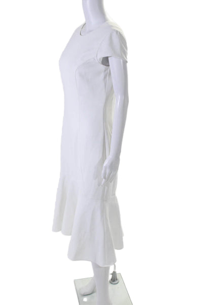 Amanda Uprichard Women's Scoop Neck Short Sleeves Tiered Midi Dress White Size M