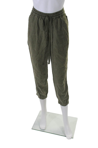 Point Sur Women's Elastic Drawstring Waist Tapered Leg Pants Olive Green Size 2