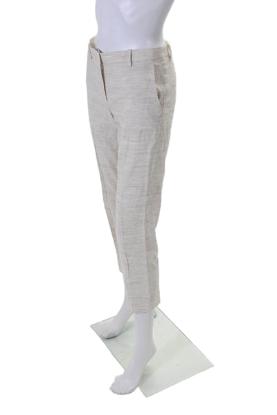 Theory Women's Hook Closure Flat Front Straight Leg Dress Pants Beige Size 00