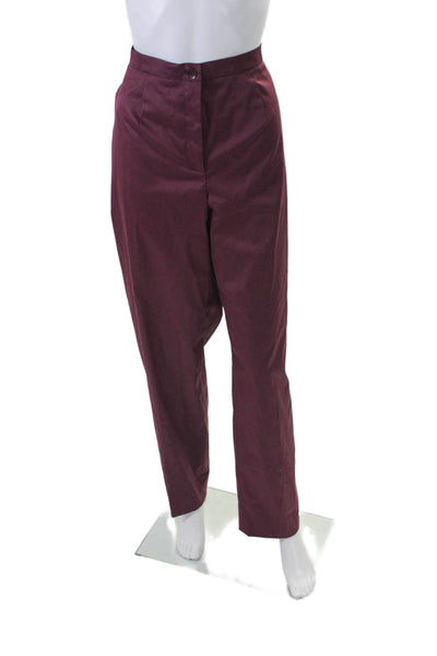 Louis Feraud Women's Flat Front Straight Leg Dress Pants Burgundy Size 16