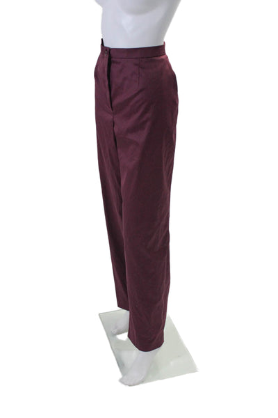 Louis Feraud Women's Flat Front Straight Leg Dress Pants Burgundy Size 16