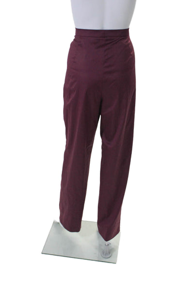 Louis Feraud Women's Flat Front Straight Leg Dress Pants Burgundy Size 16