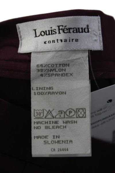 Louis Feraud Women's Flat Front Straight Leg Dress Pants Burgundy Size 16