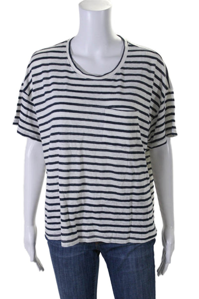 Faherty Women's Crewneck Short Sleeves Boxy T-Shirt Striped Size L