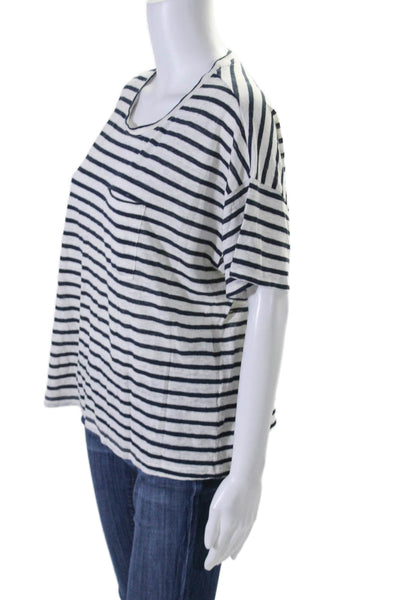 Faherty Women's Crewneck Short Sleeves Boxy T-Shirt Striped Size L