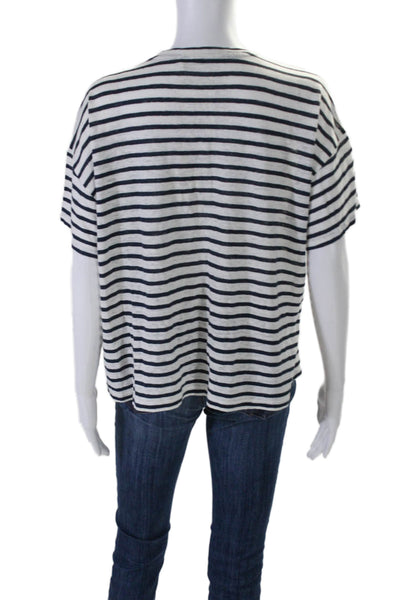 Faherty Women's Crewneck Short Sleeves Boxy T-Shirt Striped Size L