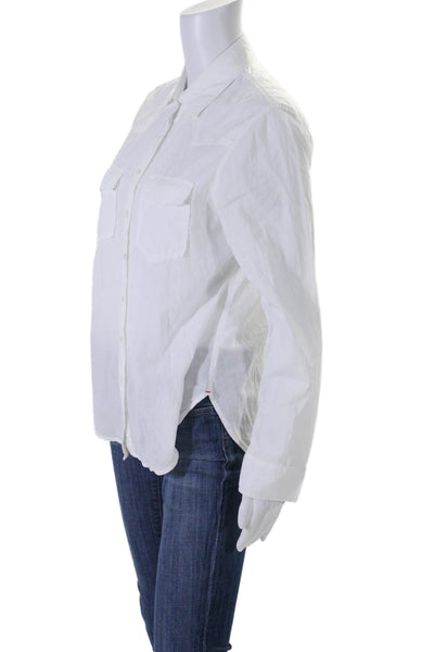 Xirena Women's Collared Long Sleeves Button Down Cotton Shirt White Size XS