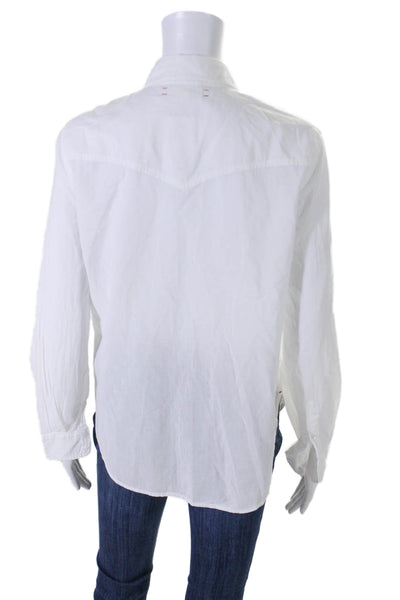 Xirena Women's Collared Long Sleeves Button Down Cotton Shirt White Size XS