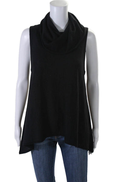 Alice + Olivia Women's Cowl Neck Sleeveless Asymmetrical Blouse Black Size S